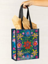 Load image into Gallery viewer, Large Tote - Teal Folk Flower
