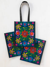 Load image into Gallery viewer, Large Tote - Teal Folk Flower
