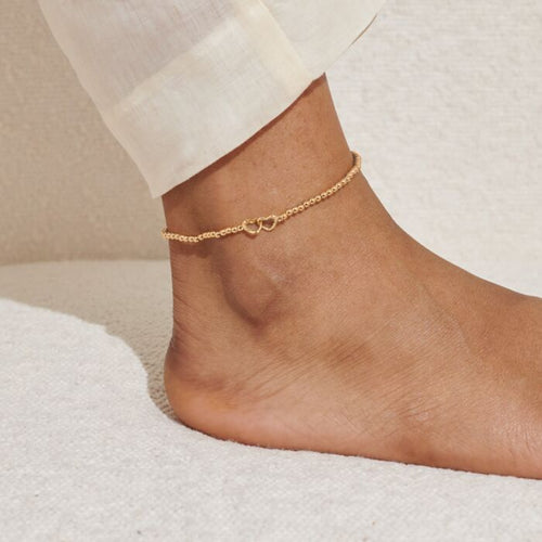 Linked Heart Anklet In Gold-Tone Plating