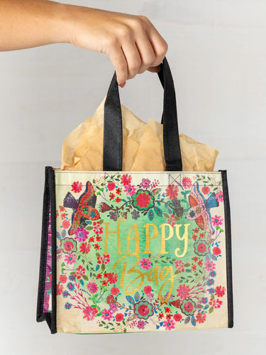 Medium Tote - Cream Birds Floral Happy Bag