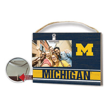 Load image into Gallery viewer, Wooden photo clip frame with Michigan logo and text on a white background
