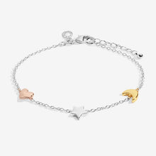Load image into Gallery viewer, Mini Charms Moon, Heart, And Stars Bracelet In Silver, Gold-Tone And Rose Gold-Tone Plating
