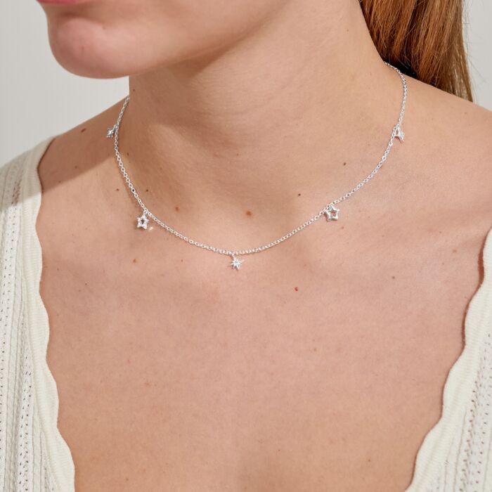 Mini Charms Stars Necklace In Silver Plating