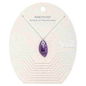 Organic Stone Necklace - Amethyst/Silver - Stone of Protection