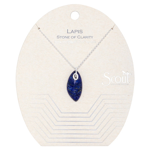 Organic Stone Necklace - Lapis/Silver - Stone of Clarity