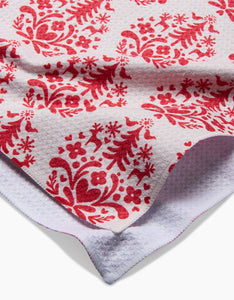 Nordic Holiday Stamp Kitchen Tea Towel by Geometry