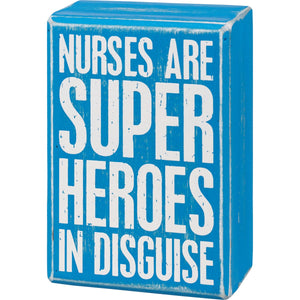 Nurses Are Super Heroes Box Sign And Sock Set