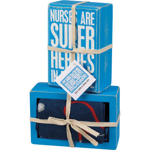 Nurses Are Super Heroes Box Sign And Sock Set