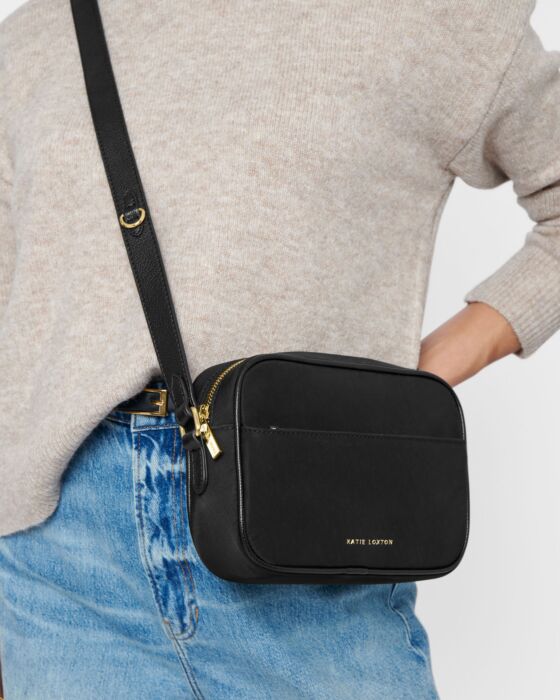 Nylon-Luxe Crossbody Bag - Black