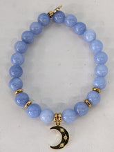 Load image into Gallery viewer, Gold Collection - Sky Blue Jade Bracelet with Friendship Stars Gold Charm
