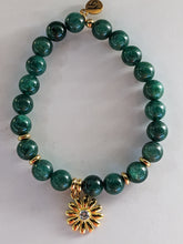 Load image into Gallery viewer, Gold Collection - Green Kyanite Bracelet with Daisy Gold Charm
