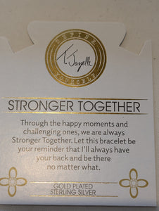 Gold Collection - White Pearl Stronger with Together Gold Charm Bracelet