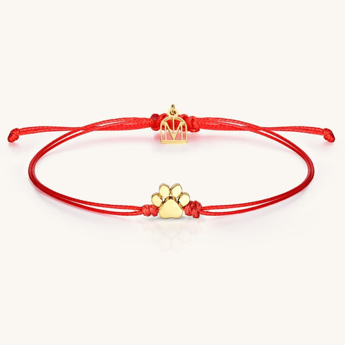 Pawprint Thread Bracelet - Red/Yellow Gold
