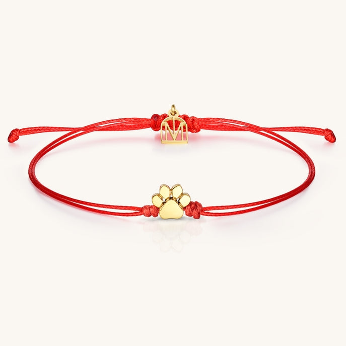 Pawprint Thread Bracelet - Red/Yellow Gold