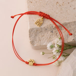 Pawprint Thread Bracelet - Red/Yellow Gold