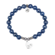 Load image into Gallery viewer, Paws of Love Charm with Navy Agate Gemstone Bracelet
