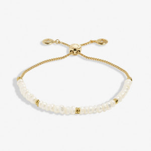 Pearl Manifestones Adjustable Bracelet In Gold-Tone Plating