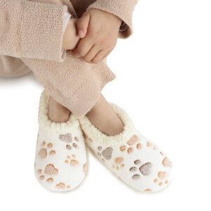Pet Lovers Paw Prints Snoozies - Foot Coverings - Cream