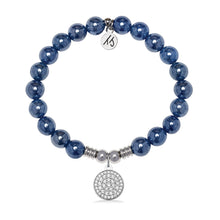 Load image into Gallery viewer, Positivity Charm with Navy Agate Gemstone Bracelet
