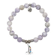 Load image into Gallery viewer, Purple Turquoise Gemstone Bracelet with Hummingbird Sterling Silver Charm
