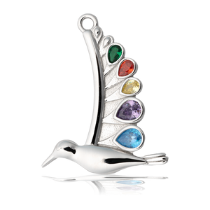 Purple Turquoise Gemstone Bracelet with Hummingbird Sterling Silver Charm