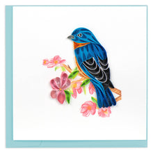 Load image into Gallery viewer, Quilled Bluebird On Flower Branch Card
