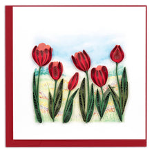 Load image into Gallery viewer, Quilled Red Tulip Field Card
