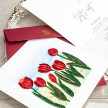 Load image into Gallery viewer, Quilled Red Tulip Field Card
