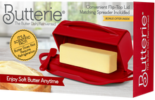 Load image into Gallery viewer, Butter Dish with Attached Flip-Top Lid - Red
