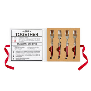 Red Charcuterie Forks Book Box - Eat Drink and Be Merry