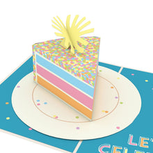 Load image into Gallery viewer, Confetti Birthday Cake Slice Lovepop Card
