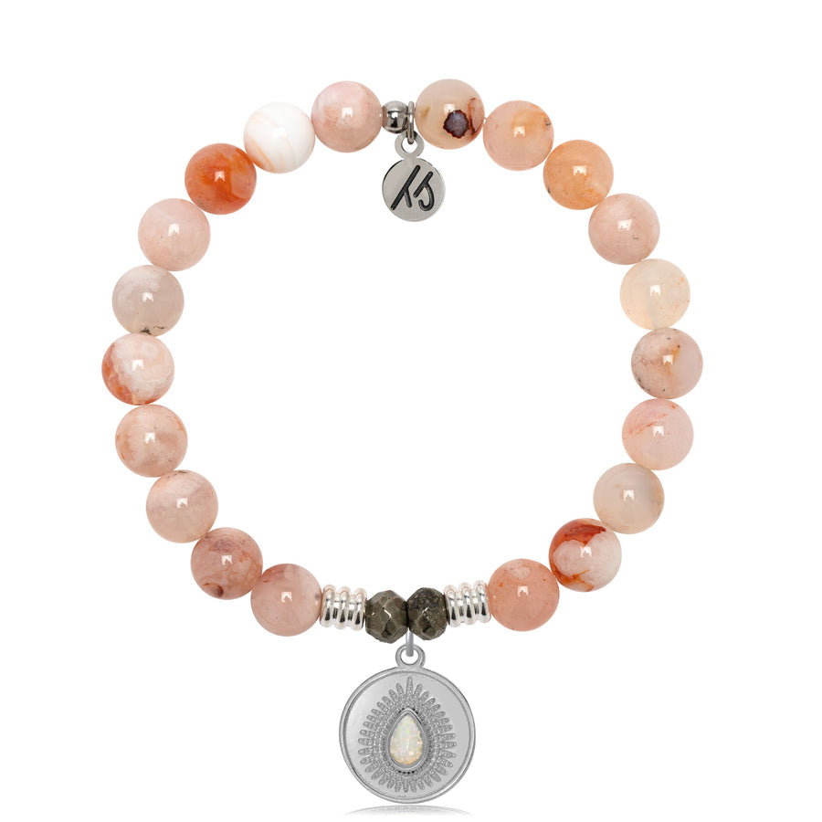 Sakura Agate Bracelet with You're One of a Kind Sterling Silver Charm