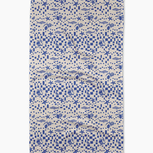 Santorini Tile Kitchen Tea Towel by Geometry