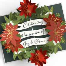 Load image into Gallery viewer, Season&#39;s Greetings Poinsettia Wreath Lovepop Card
