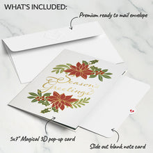 Load image into Gallery viewer, Season&#39;s Greetings Poinsettia Wreath Lovepop Card
