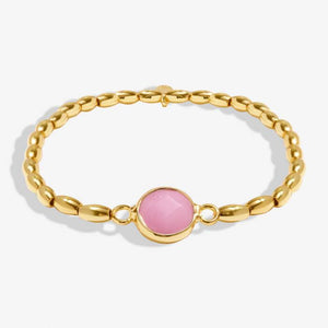 Serenity Stones Pink Jade Bracelet In Gold-Tone Plating