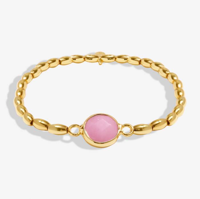 Serenity Stones Pink Jade Bracelet In Gold-Tone Plating