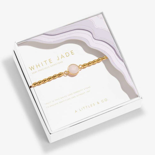 Serenity Stones White Jade Bracelet In Gold-Tone Plating
