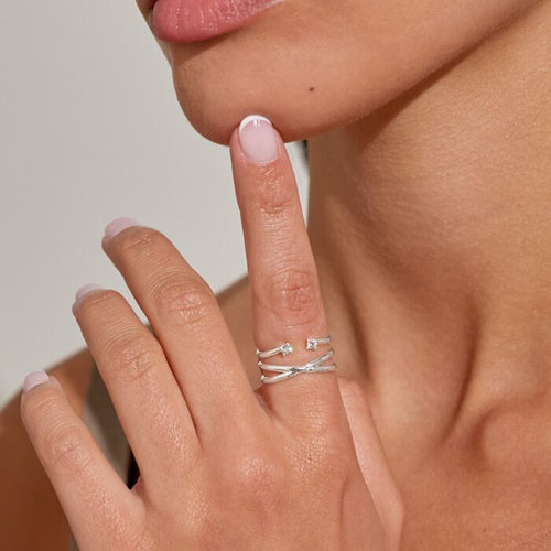 Soul Shine Crossover Ring Stack In Silver Plating - Set of 2
