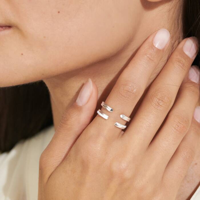 Soul Shine Cubic Zirconia Band Ring Stack In Silver Plating - Set of 2