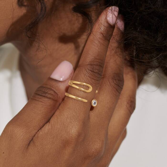 Soul Shine Cubic Zirconia Oval Ring Stack In Gold-Tone Plating - Set of 2