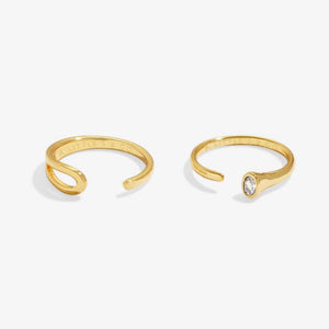 Soul Shine Cubic Zirconia Oval Ring Stack In Gold-Tone Plating - Set of 2