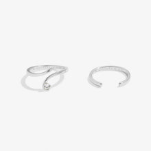 Load image into Gallery viewer, Soul Shine Cubic Zirconia Wave Ring Stack In Silver Plating - Set of 2
