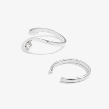 Load image into Gallery viewer, Soul Shine Cubic Zirconia Wave Ring Stack In Silver Plating - Set of 2

