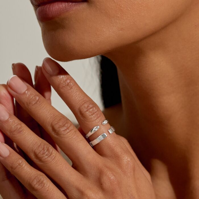 Soul Shine Layered Twist Ring Stack In Silver Plating - Set of 2