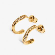 Load image into Gallery viewer, Soul Shine Pavé Wave Hoop Earrings -  Gold-Tone Plating
