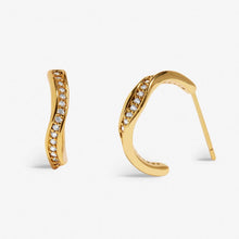 Load image into Gallery viewer, Soul Shine Pavé Wave Hoop Earrings -  Gold-Tone Plating
