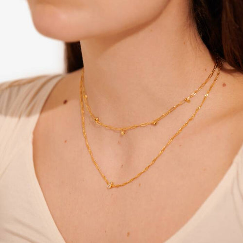Stacks Of Style Necklace In CZ And Gold-Tone Plating