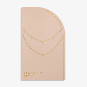 Stacks Of Style Necklace In CZ And Gold-Tone Plating
