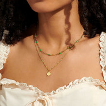 Load image into Gallery viewer, Stacks Of Style Necklace In Green Enamel And Gold-Tone Plating
